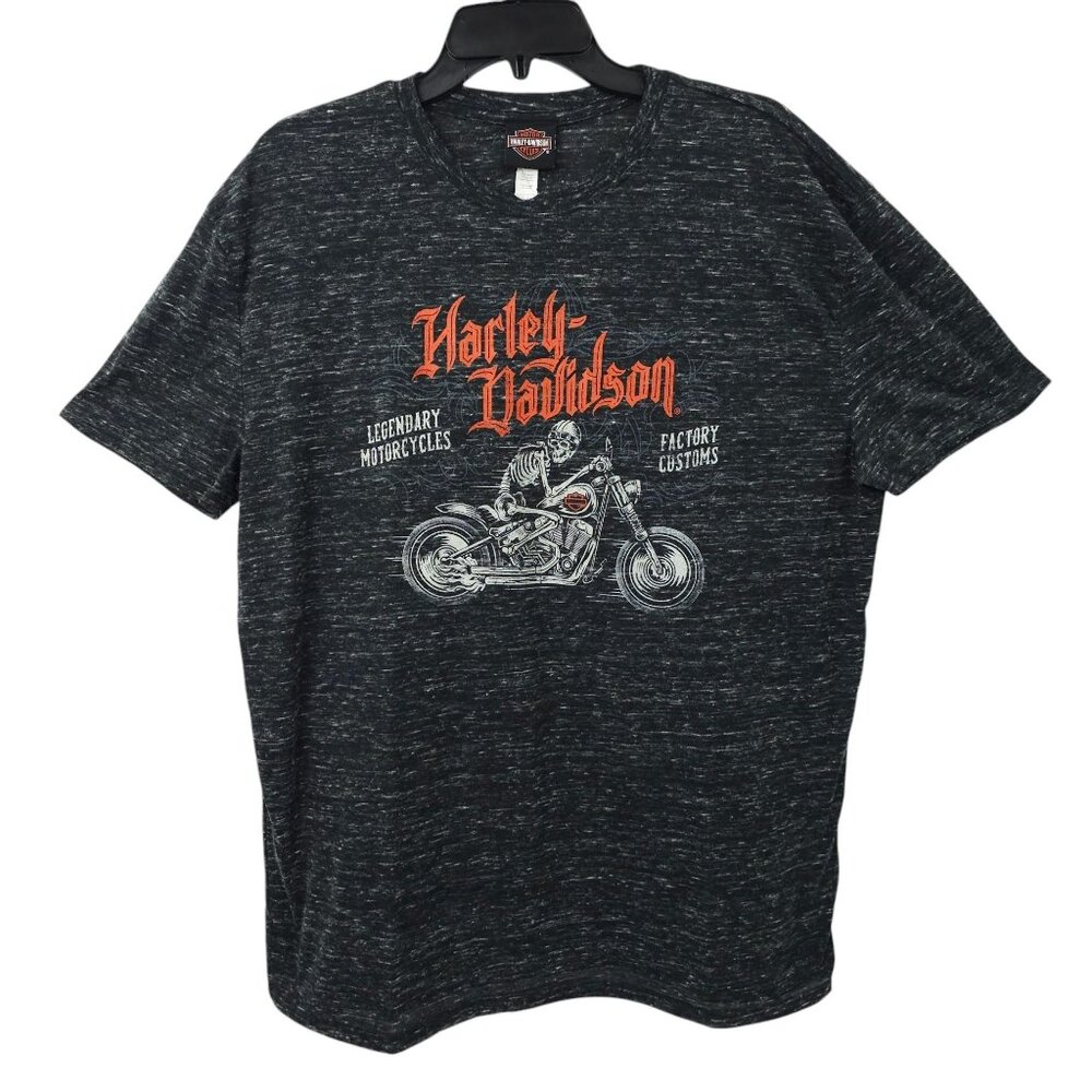 Harley Davidson T Shirt Mens XL Double Sided 2019 Skeleton Biker Bowling Green